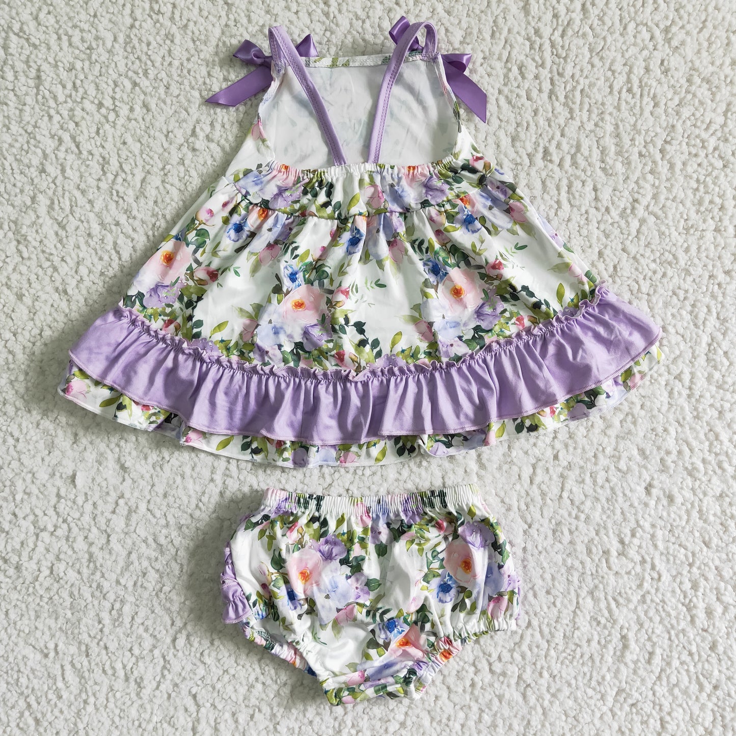 GBO0038 Floral Print Girls Bummies Set