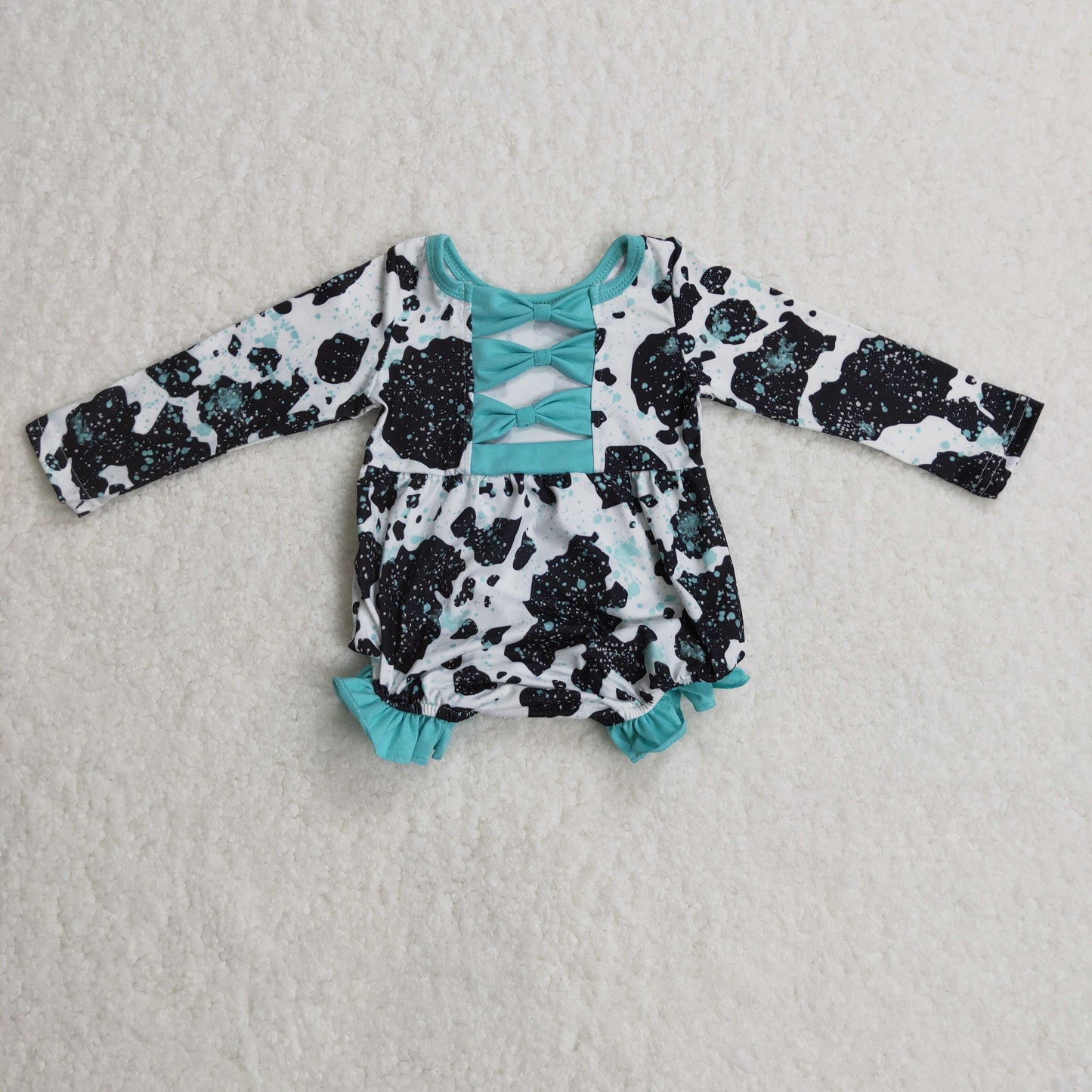 LR0197 Cow Print Green & Blue Bummies Set