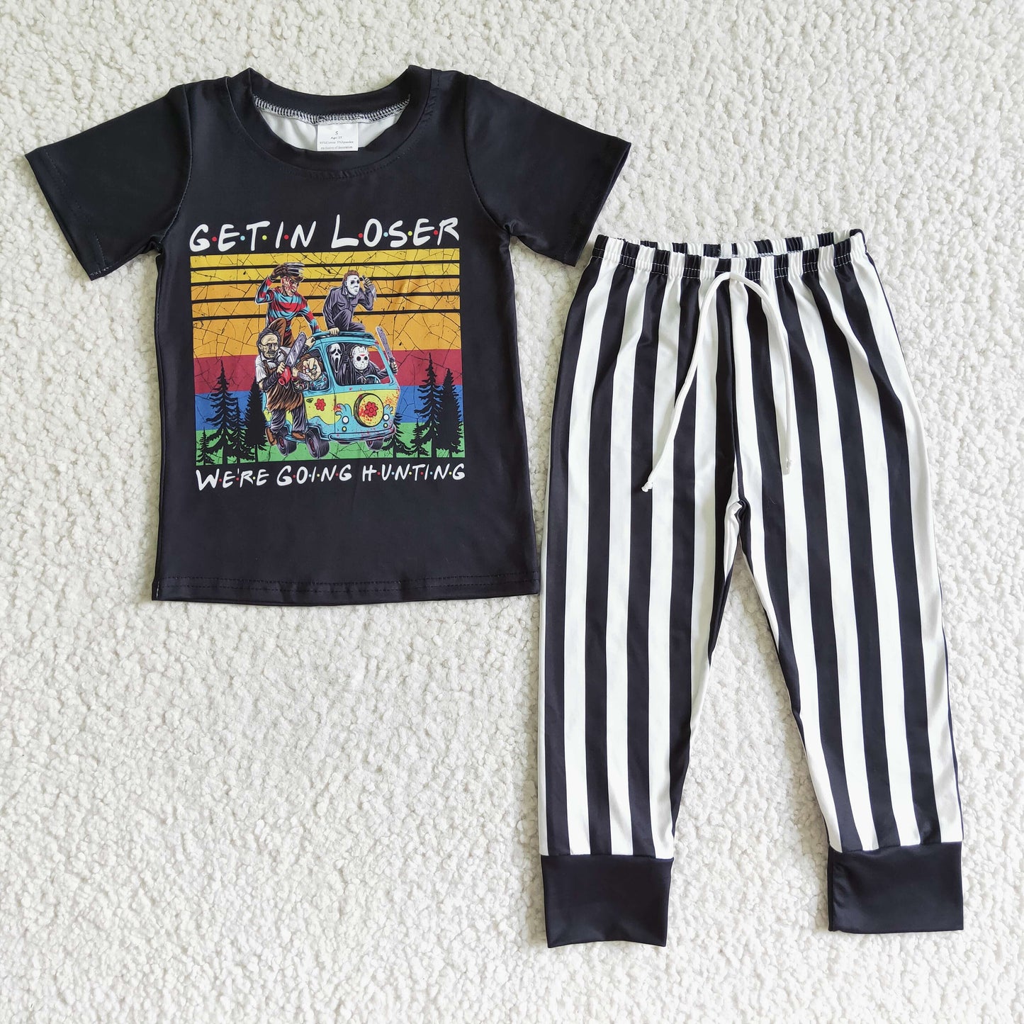 BSPO0003 Halloween Striped Print Pants Boys Set