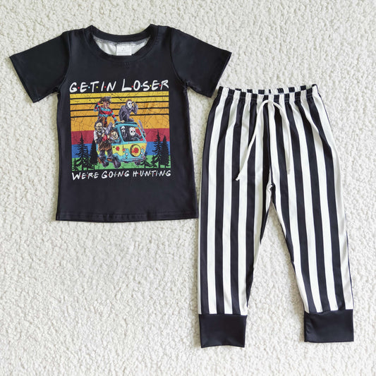 BSPO0003 Halloween Striped Print Pants Boys Set