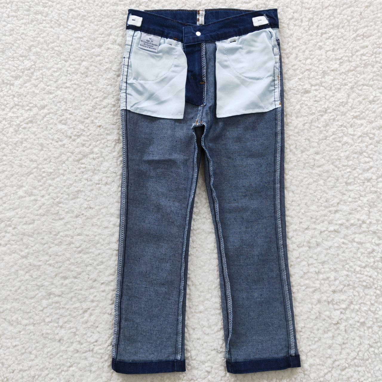 P0075 Cow Print Pockets Wash Denim Jeans