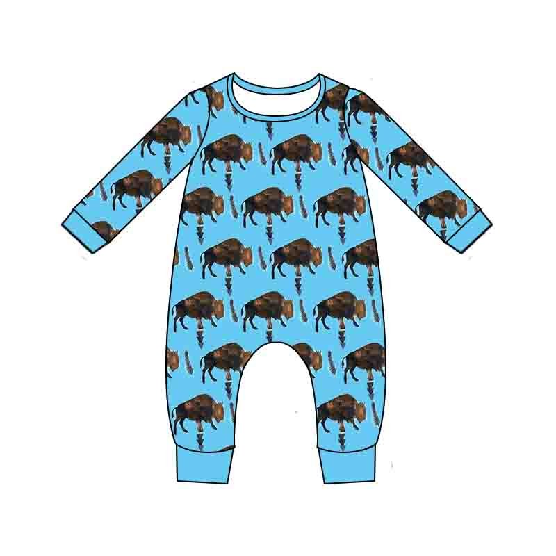 LR0057 Blue Cow Romper