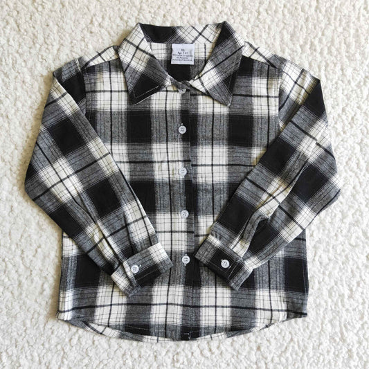 BT0060 Black & Grey Boys Plaid Print T-shirts