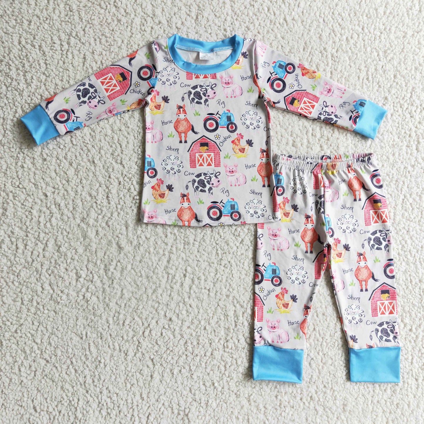 BLP0138 Farm Blue Boys Pajamas