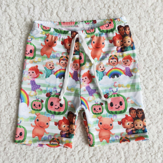 Green Melon Cartoon Swimming Trunks