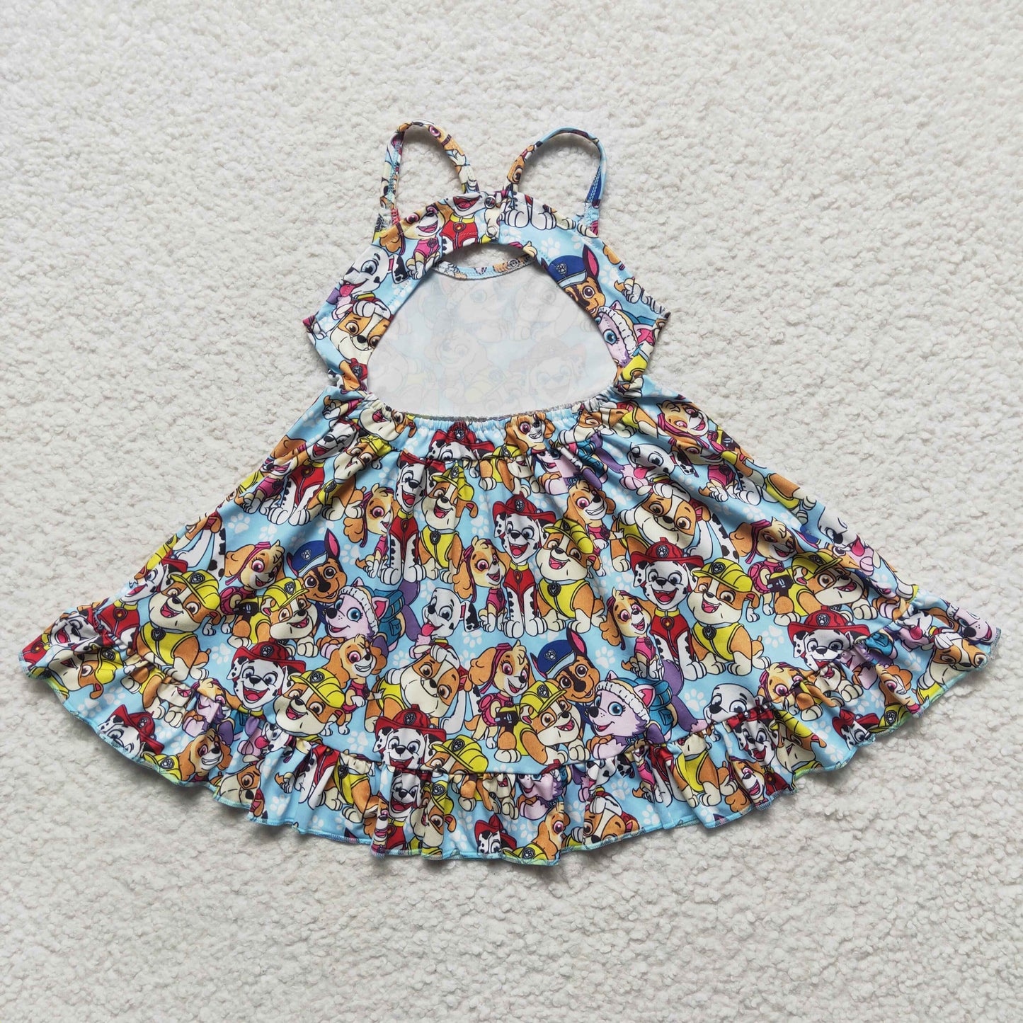 GSD0291 Cartoon Baby Girls Casual Dogs Twirl Dress