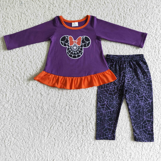 GLP0025 Embroidery Halloween Cartoon Girls Set