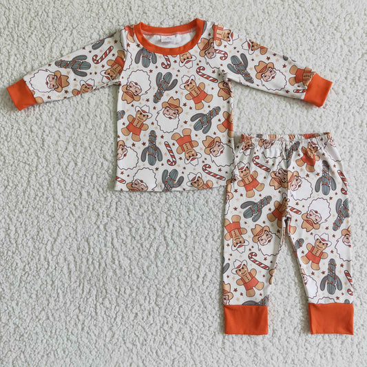 BLP0082 Christmas Santa Western Orange Boys Pajamas