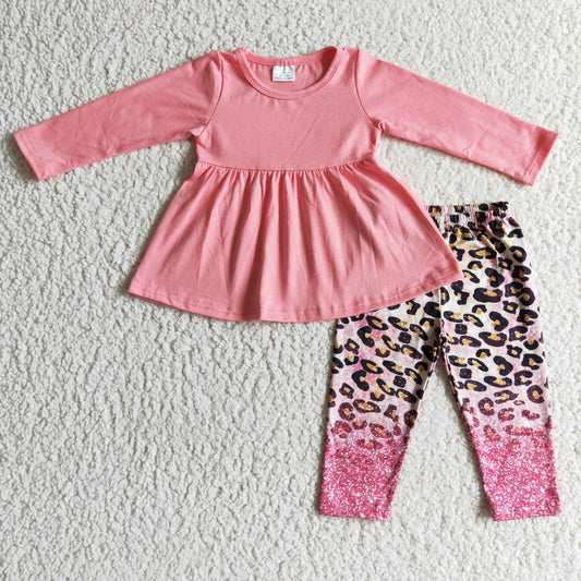 GLP0108 Pink Tunic Leopard Print Legging Outfits