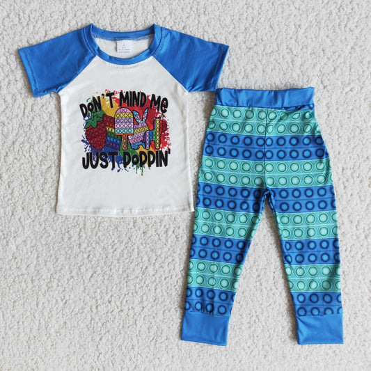 E10-29 Boys Blue Short Sleeve Pop Kids Clothing