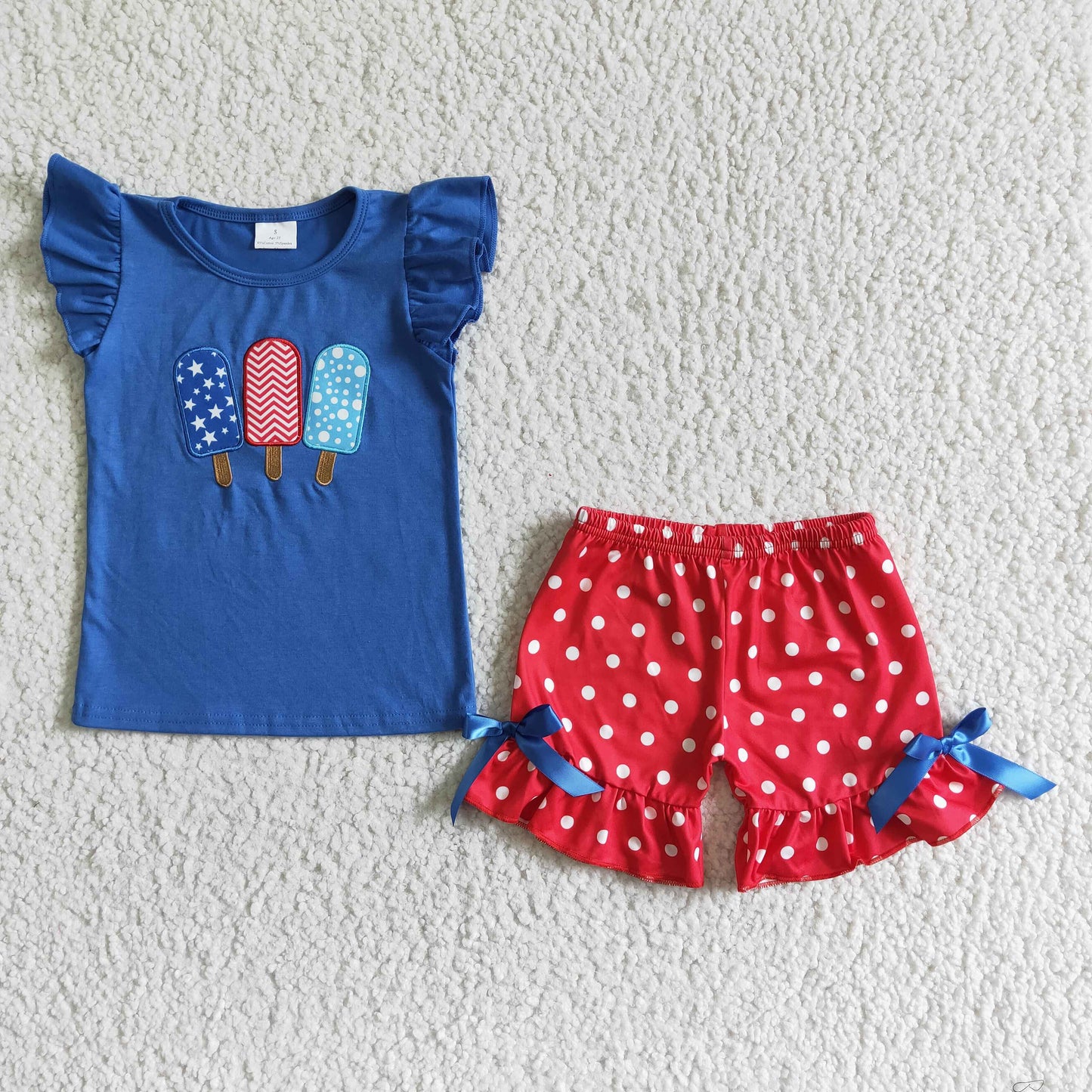 GSSO0090 4th Of July Embroidery Girls Set