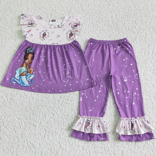 GSPO0058 Cartoon Purple Princess Casual Set