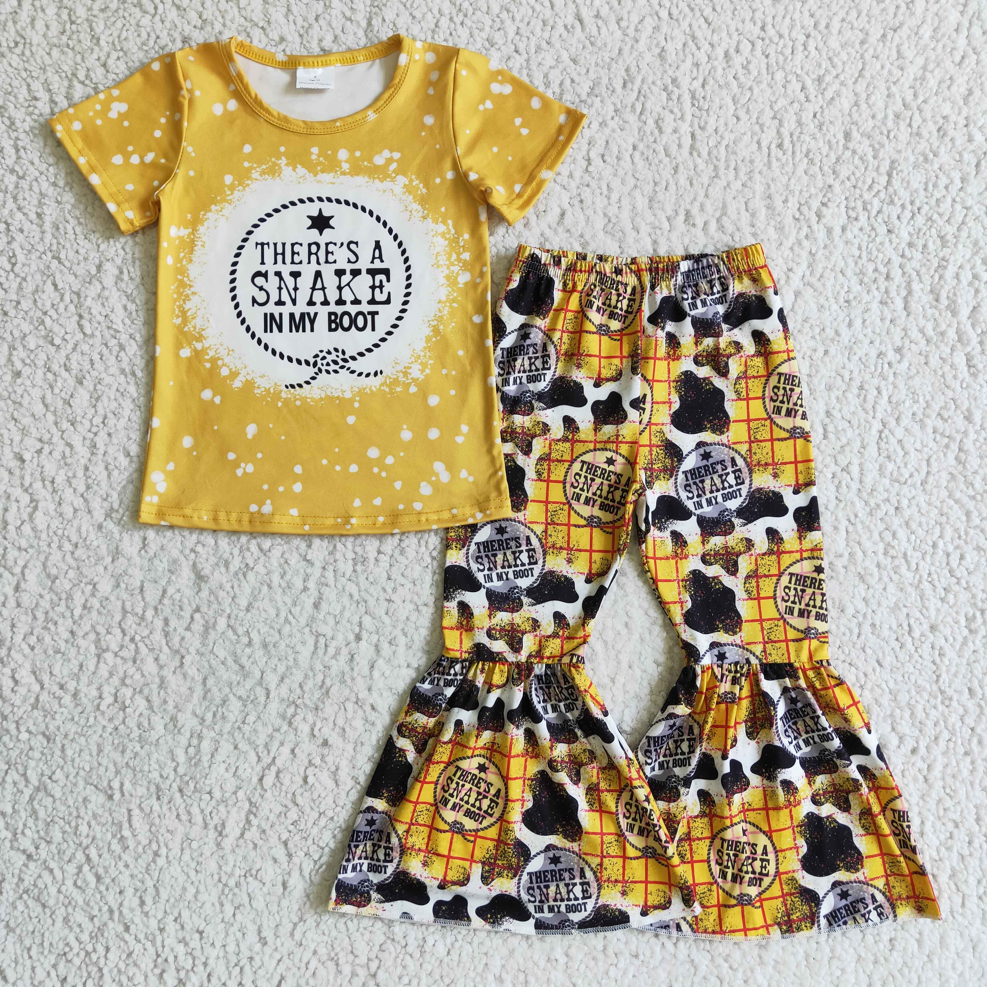 GSPO0110 Yellow Snake Boots Girls Outfits – Yiwu Zhihao Apparel Co Ltd