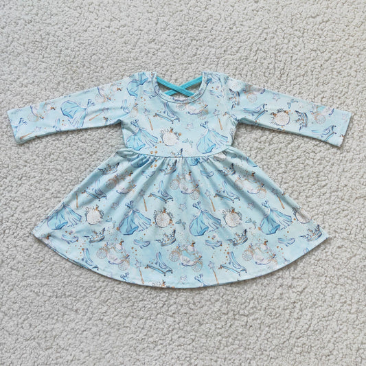 New Arrival Baby Girls Blue Princess Casual Twirl Dress