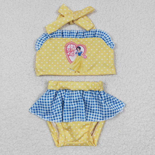 S0060 Yellow & Blue Princess Kids Cartoon Bathing Suits Swimsuits