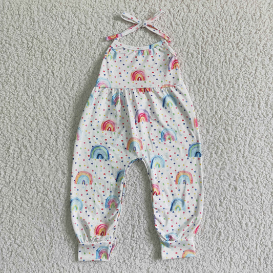 SR0050 rainbow print baby girls jumpsuits