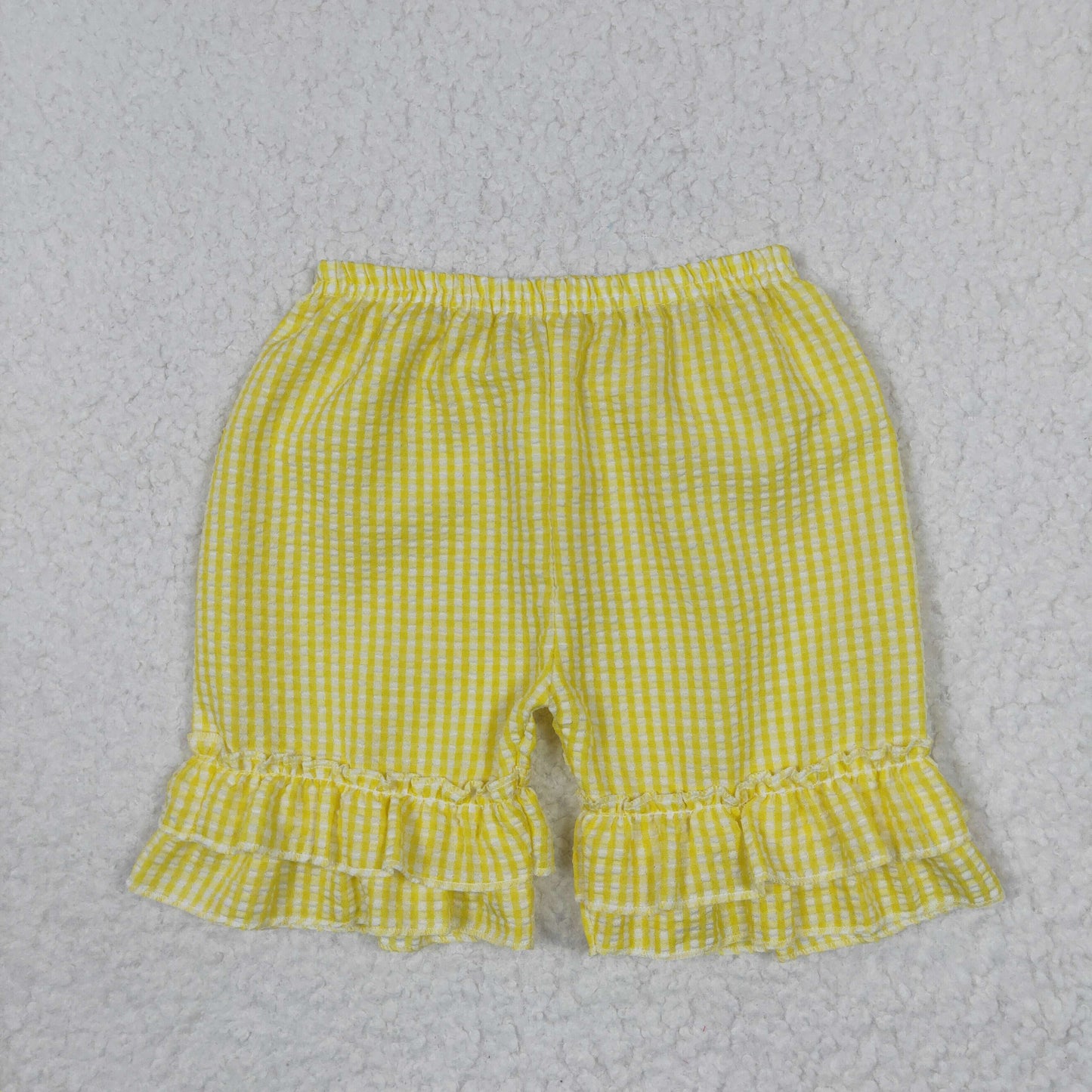 SS0065 seersucker Yellow Ruffle Summer Baby Girls Shorts