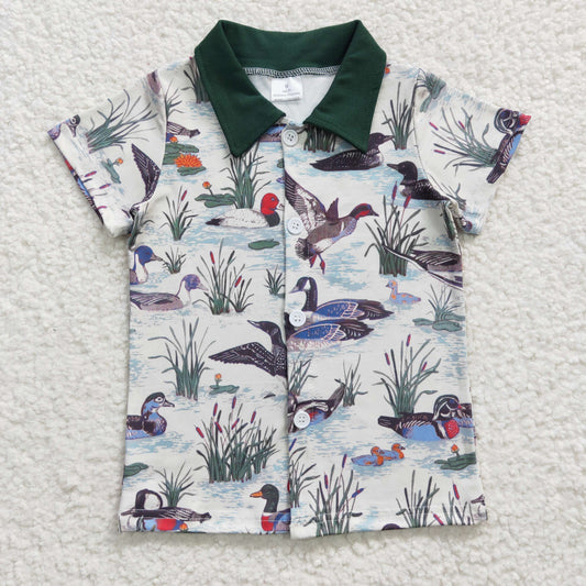 BT0159 Green Teal Summer Duck Boys Shirts Top