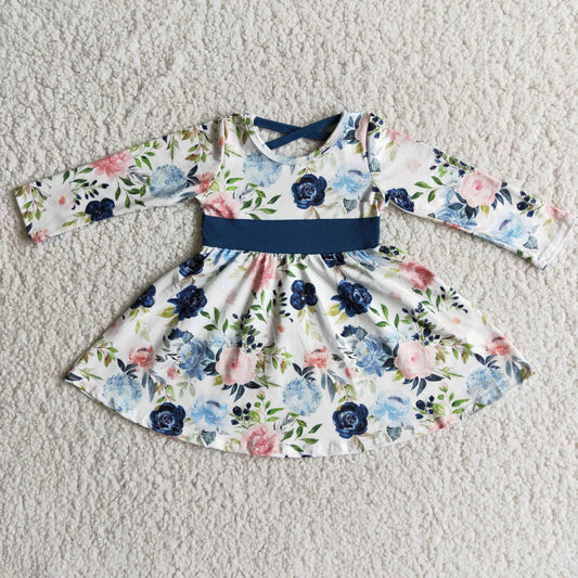 Baby Girls Long Sleeve Floral Print Casual Twirl Dress