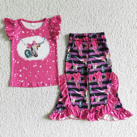 GSPO0102 Cow Hot Pink Baby Girls Outfits