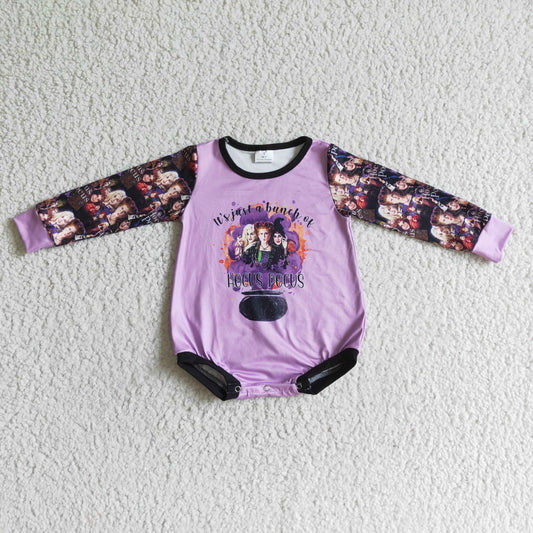 LR0084 Halloween Witch Long Sleeve Girls Bummies Romper