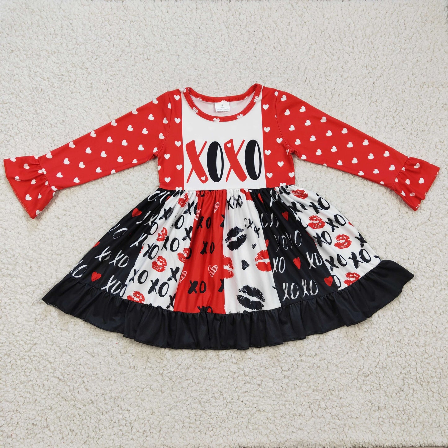 GLD0174 Valentine XOXO Baby Girls Long Sleeve Twirl Dress