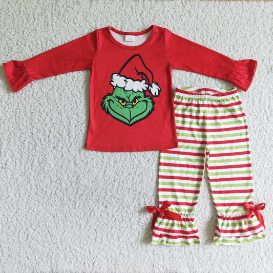 GLP0193 Christmas Green Cartoon Girls Set
