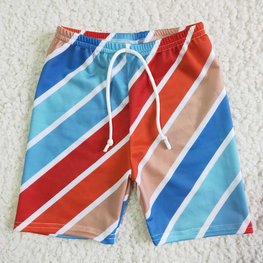 SS0005 Boys Striped Print Swimming Trunks