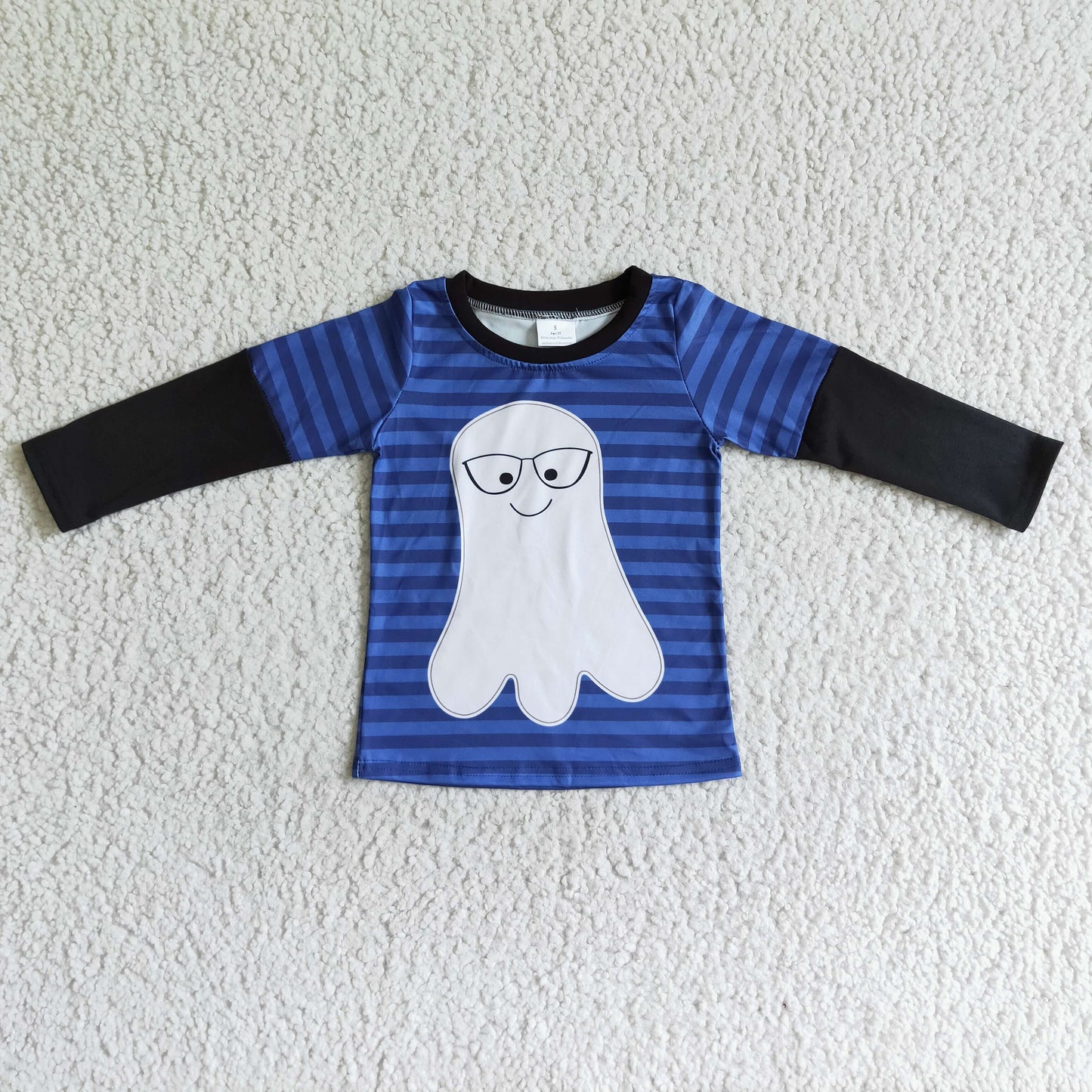 BT0053 Embroidery Ghost Boys Halloween Shirt Top