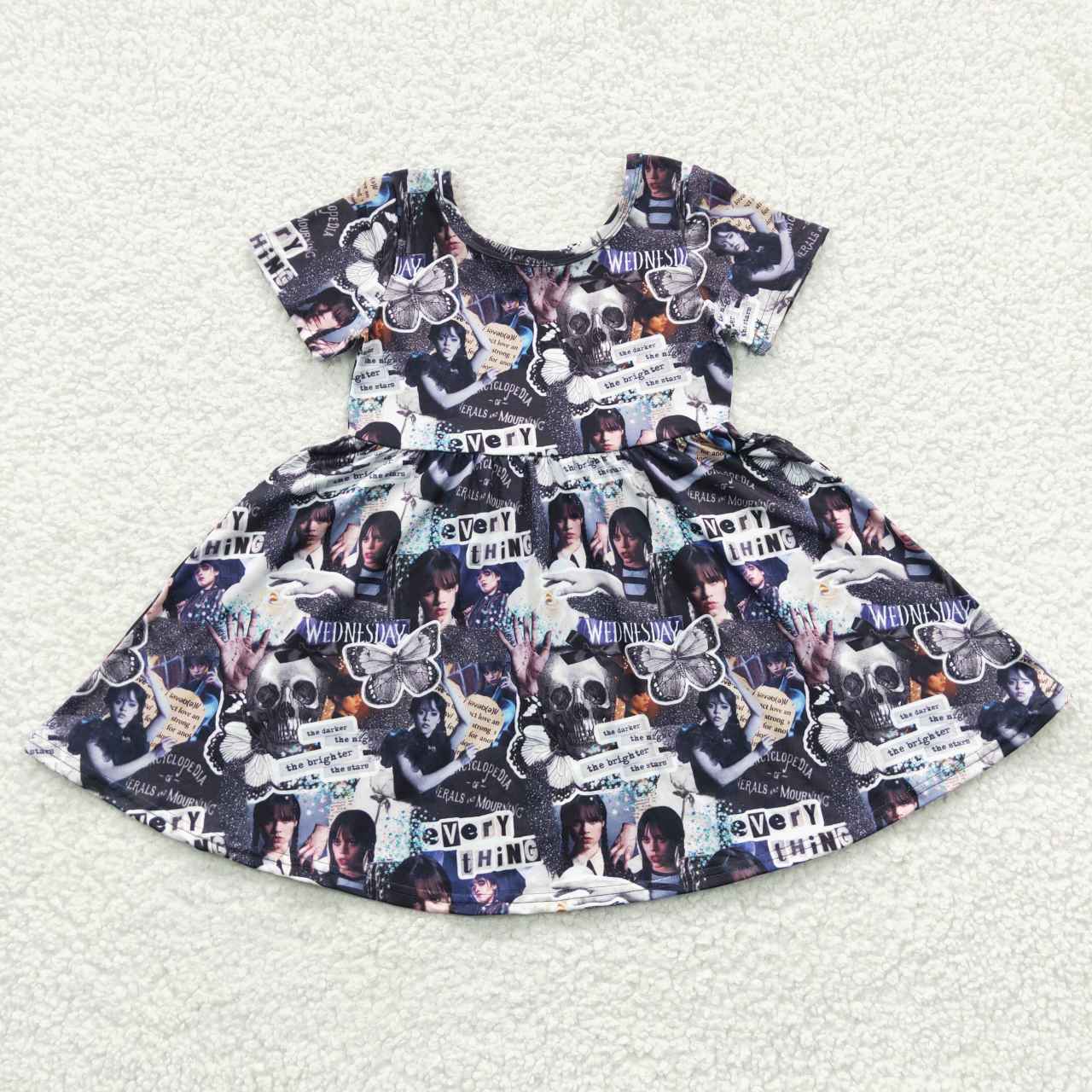 GSD0332 Short Sleeve Wed Cartoon Baby Girls Twirl Dress