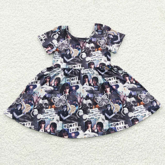 GSD0332 Short Sleeve Wed Cartoon Baby Girls Twirl Dress