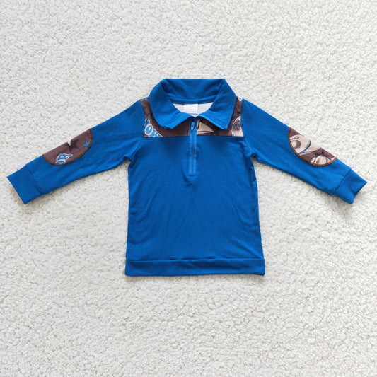 BT0101 Blue Western Howdy Boys Pullover