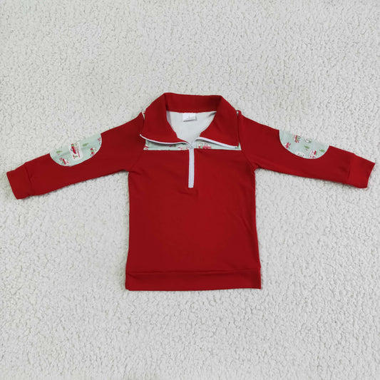 BT0047 Red Christmas Car Boys Pullover zipper