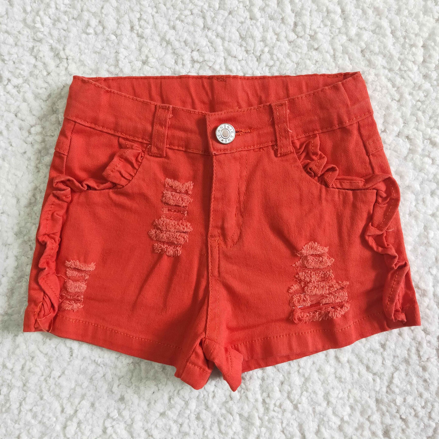 SS0010 Watermelon Red Adorable Ruffles Shorts Jeans