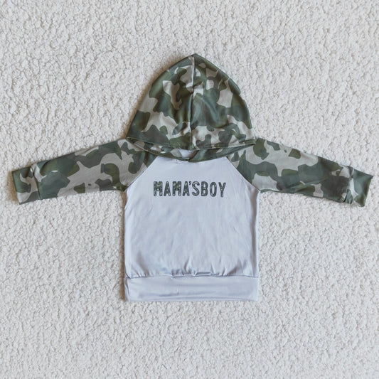 Camo Mama's Boy Long Sleeve Hoodie Top