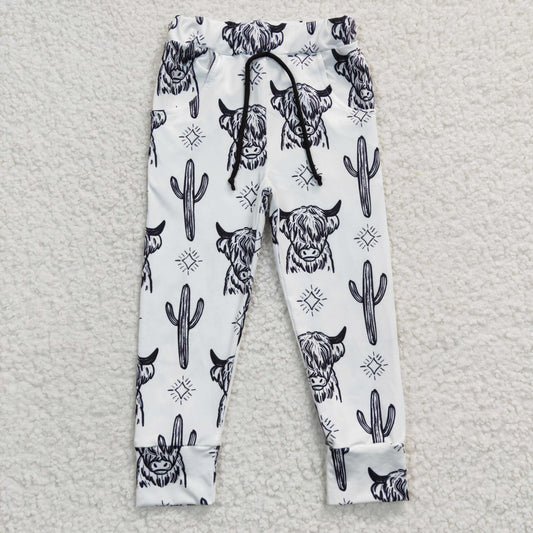 P0089 Cactus Highland Cow Western Boys Pants