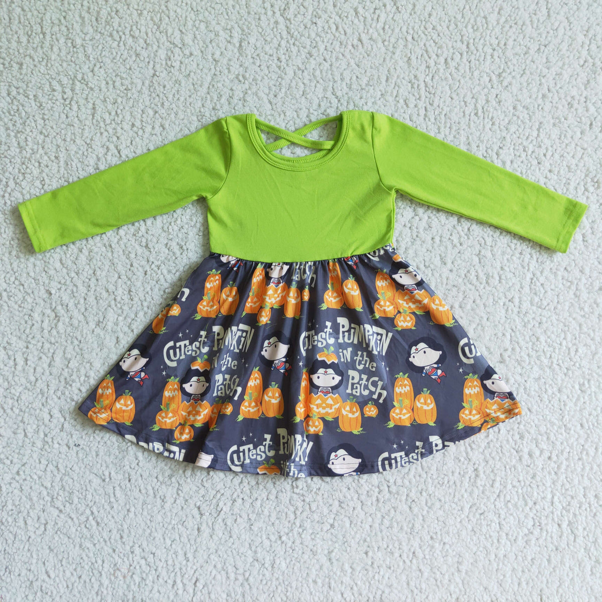 GLD0079 Green Halloween Pumpkin Dress
