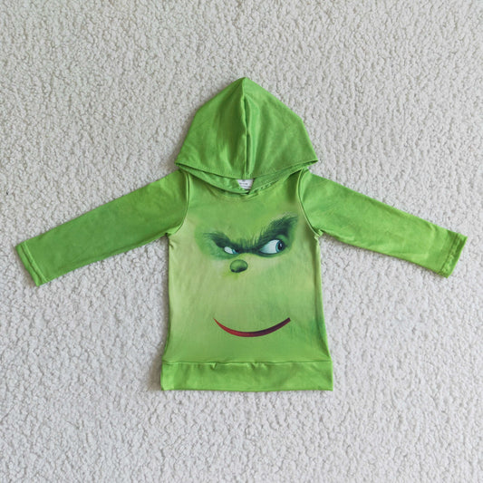 BT0051 Christmas Green Cartoon Boys Hoodie Top