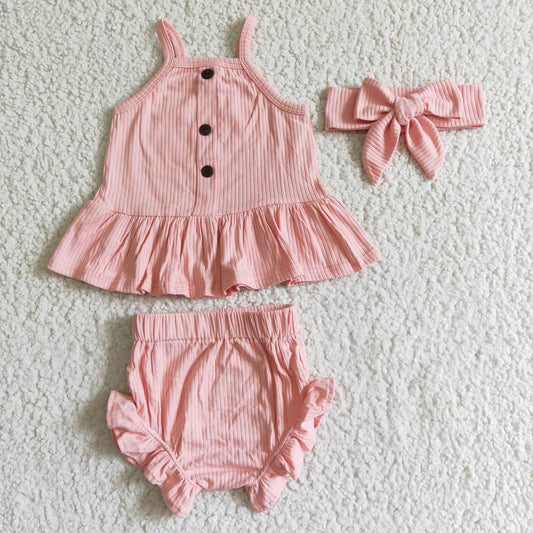 GBO0057 Pink Ribbed Girls Set