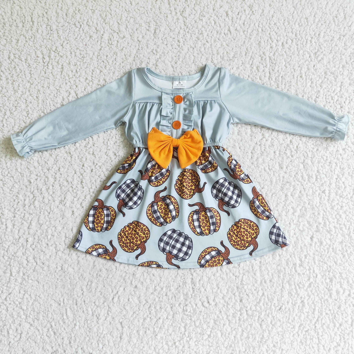GLD0007 Fall Pumpkin Baby Girls Dress