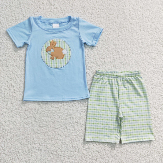 BSSO0130 Blue Bunny Easter Embroidery Boys Set