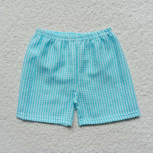 SS0073 seersucker Blue Ruffle Summer Baby Boys Shorts