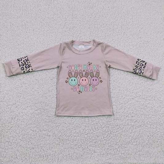 GT0103 Don't Worry Be Happy Smile Easter Bunny Girls Shirts Top