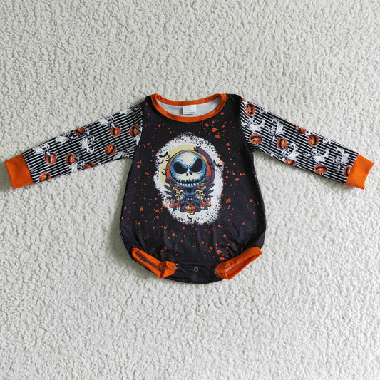 LR0144 Halloween Skull Kids Bummies Romper