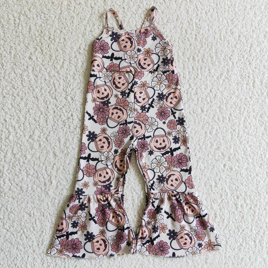 SR0095 Halloween Pumpkin Floral Jumpsuits