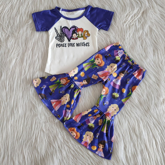 Short Sleeve 0-16T Raglan Sleeve Halloween Cartoon Print Cute Casual Outfits Kids Sets