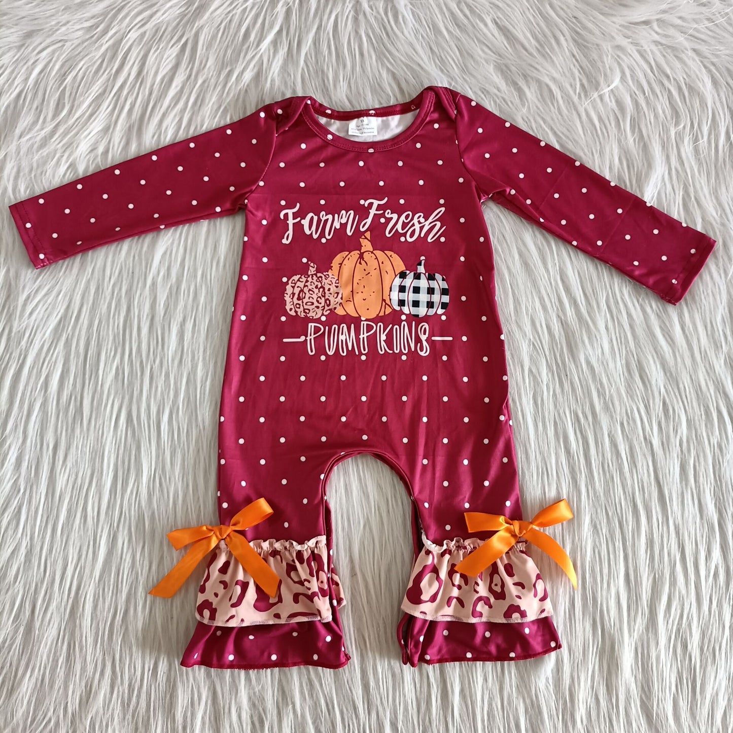 Fall Baby Girls Tunic Long Sleeve Pumpkin Match Leopard Print Sequin Bell-bottom Pants Sets