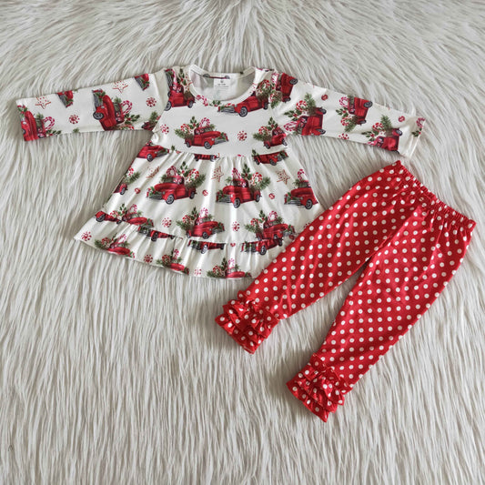 Christmas Long Sleeve Baby Girls Match Dots Legging Pants Kids Outfits