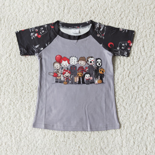 High Quality Boys Raglan Short Sleeve Fall Cartoon T-shirt