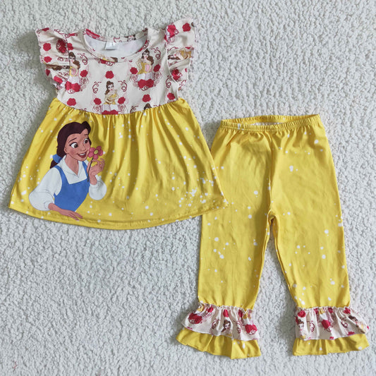 GSPO0057 Cartoon Yellow Princess Casual Set